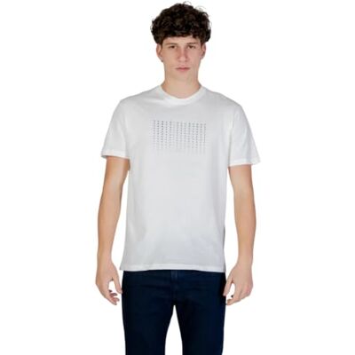 Giorgio Armani Plain 3D Printed Front Logo Camiseta, Blanco Crudo, L Hombres Giorgio Armani Plain 3D Printed Front Logo Camiseta, Blanco Crudo, L Hombres