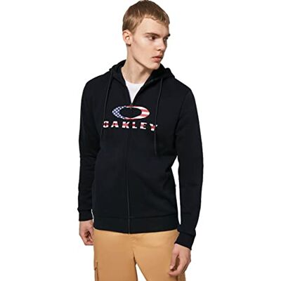 Oakley Full Zip Hoodie Bark 2.0-Sudadera con Capucha y Cremallera Completa, Negro/Bandera Americana, M para Hombre Oakley Full Zip Hoodie Bark 2.0-Sudadera con Capucha y Cremallera Completa, Negro/Bandera Americana, M para Hombre