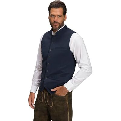 JP 1880 Chaleco de traje regional para hombre, con cuello alto, bordado, azul marino, 7XL, azul marino, XXXXXXXL JP 1880 Chaleco de traje regional para hombre, con cuello alto, bordado, azul marino, 7XL, azul marino, XXXXXXXL