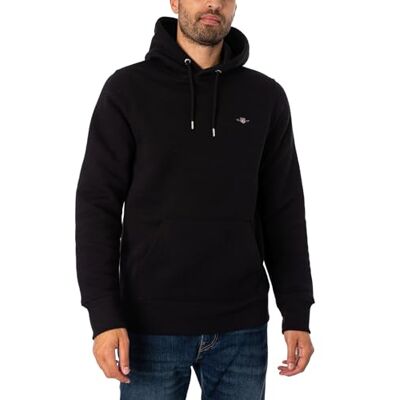 GANT Hombre Regular Sudadera con Capucha, Black, L GANT Hombre Regular Sudadera con Capucha, Black, L
