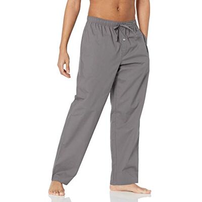 Amazon Essentials Pantalones de Pijama de Popelina de Algodón de Corte Recto con Cintura Elástica con Cordón Hombre, Gris, S Amazon Essentials Pantalones de Pijama de Popelina de Algodón de Corte Recto con Cintura Elástica con Cordón Hombre, Gris, S