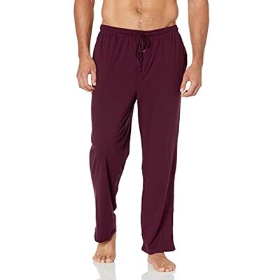 Amazon Essentials Pantalón de Pijama de Punto de algodón Hombre, Burdeos, S Amazon Essentials Pantalón de Pijama de Punto de algodón Hombre, Burdeos, S