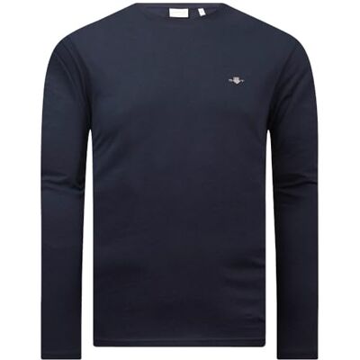 GANT Camiseta Reg Shield LS para Hombre, Azul Noche, 5XL GANT Camiseta Reg Shield LS para Hombre, Azul Noche, 5XL