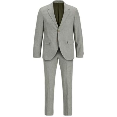 JACK & JONES Summer Suit Linen Jprmartin-Traje de Verano de Lino Blendno06, Smokey Olive, 50 Hombres JACK & JONES Summer Suit Linen Jprmartin-Traje de Verano de Lino Blendno06, Smokey Olive, 50 Hombres