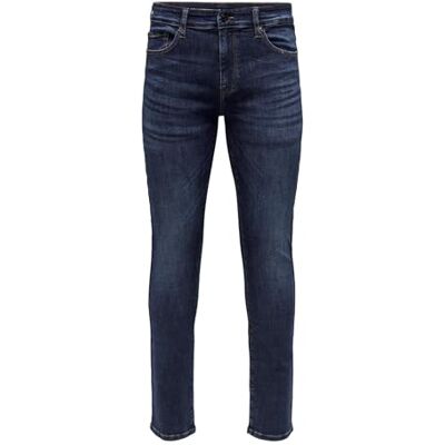 Only & Sons Vaqueros Ajustados para Hombre Onsloom Cintura Media Slim Fit Jeans, Dark Blue Denim , 30W / 34L Only & Sons Vaqueros Ajustados para Hombre Onsloom Cintura Media Slim Fit Jeans, Dark Blue Denim , 30W / 34L