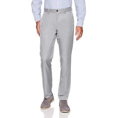 Amazon Essentials Pantalón de Vestir Ajustado para Hombre, con Frente Plano, Color Gris Claro, 32 de Ancho x 33 de Largo Amazon Essentials Pantalón de Vestir Ajustado para Hombre, con Frente Plano, Color Gris Claro, 32 de Ancho x 33 de Largo
