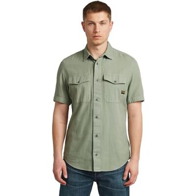 G-STAR Raw C.V. Camisa Marine Slim de Manga Corta para Hombre, Color Verde (Lt Orphus GD -d454-b565), Talla M G-STAR Raw C.V. Camisa Marine Slim de Manga Corta para Hombre, Color Verde (Lt Orphus GD -d454-b565), Talla M
