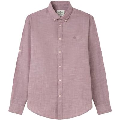 SPRINGFIELD Camisa Flameada De Algodón con Bordado De Árboles, Wine, L SPRINGFIELD Camisa Flameada De Algodón con Bordado De Árboles, Wine, L