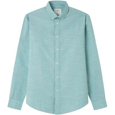SPRINGFIELD Camisa Flameada De Algodón con Bordado De Árboles, Verde, M SPRINGFIELD Camisa Flameada De Algodón con Bordado De Árboles, Verde, M
