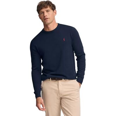 Polo Club Jersey Básico de Punto con Cuello Redondo Hombre Suéter 100% Algodón con Logo Bordado Polo Club Jersey Básico de Punto con Cuello Redondo Hombre Suéter 100% Algodón con Logo Bordado