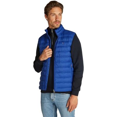 Tommy Hilfiger Chaleco Hombre Packable Recycled Vest cuello alto, Azul (Wedge Blue), S Tommy Hilfiger Chaleco Hombre Packable Recycled Vest cuello alto, Azul (Wedge Blue), S