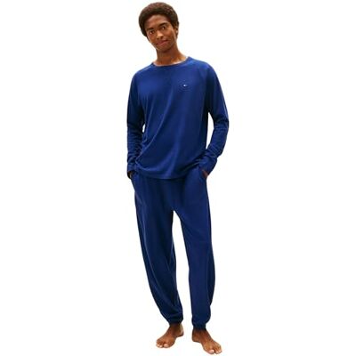 Tommy Hilfiger Conjunto de Pijama Hombre Jersey PJ Cuffed Largo, Azul (Preppy Navy), XXL Tommy Hilfiger Conjunto de Pijama Hombre Jersey PJ Cuffed Largo, Azul (Preppy Navy), XXL