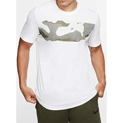 Nike M Nk Dry tee Camo Block T-Shirt, Hombre, White/Black, S Nike M Nk Dry tee Camo Block T-Shirt, Hombre, White/Black, S