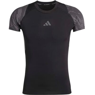 Adidas Hombre Techfit AOP Shirt, Black/Grey Six, L Adidas Hombre Techfit AOP Shirt, Black/Grey Six, L