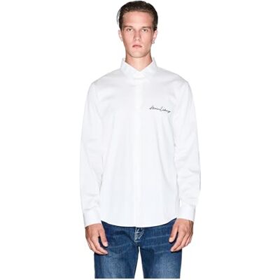 Giorgio Armani Camisa de Manga Larga para Hombre, Ajuste Regular, Logotipo de la Firma, Blanco Crema, M Giorgio Armani Camisa de Manga Larga para Hombre, Ajuste Regular, Logotipo de la Firma, Blanco Crema, M