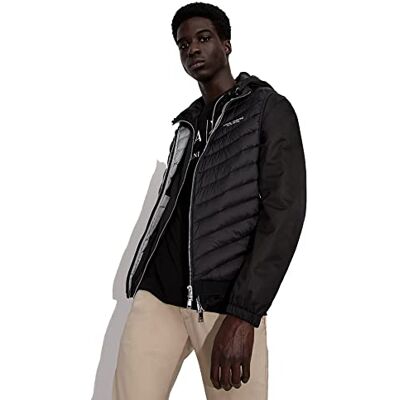 Giorgio Armani 100% Down, Front Logo, Elastic Waistband with Logo Chaleco para Hombre, Negro (Black/Melange Grey), L Giorgio Armani 100% Down, Front Logo, Elastic Waistband with Logo Chaleco para Hombre, Negro (Black/Melange Grey), L