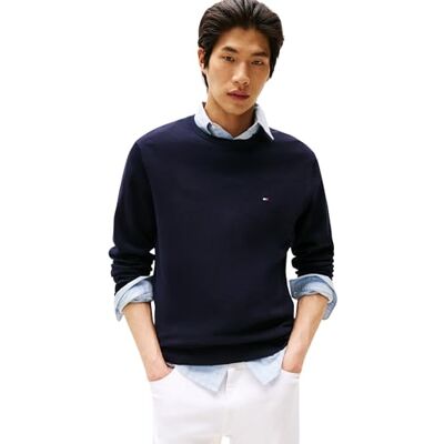 Tommy Hilfiger Jersey Hombre Essential Cotton Crew Neck de algodón, Azul (Desert Sky), L Tommy Hilfiger Jersey Hombre Essential Cotton Crew Neck de algodón, Azul (Desert Sky), L