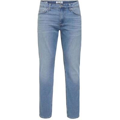 Only & Sons Onsloom Slim 4377 EY Box Jeans, Mezclilla De Color Azul Claro, 33W / 34L Only & Sons Onsloom Slim 4377 EY Box Jeans, Mezclilla De Color Azul Claro, 33W / 34L