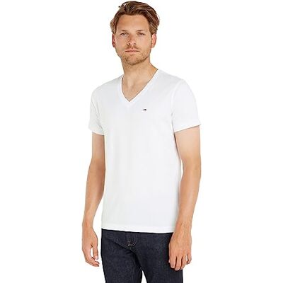 Tommy Jeans TJM ORIGINAL JERSEY V NECK TEE DM0DM04410, Camiseta, Hombre, Classic White, L Tommy Jeans TJM ORIGINAL JERSEY V NECK TEE DM0DM04410, Camiseta, Hombre, Classic White, L