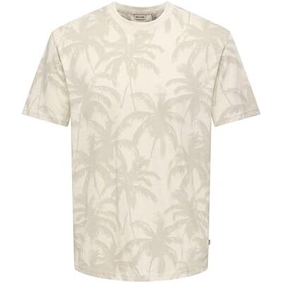 Only & Sons Onsperry Life Reg Leaf AOP SS tee, Blanco Envejecido, S Hombres Only & Sons Onsperry Life Reg Leaf AOP SS tee, Blanco Envejecido, S Hombres