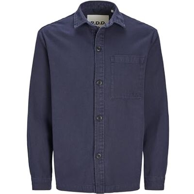 JACK & JONES Rddcolter Canvas Overshrit L/S Sn Camisa Casual, Azul (Navy Blazer), M para Hombre JACK & JONES Rddcolter Canvas Overshrit L/S Sn Camisa Casual, Azul (Navy Blazer), M para Hombre