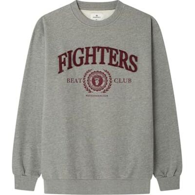 SPRINGFIELD Fighters Crew Neck L/S Graphic Sweatshirt Sudadera Estampada, Gris, L para Hombre SPRINGFIELD Fighters Crew Neck L/S Graphic Sweatshirt Sudadera Estampada, Gris, L para Hombre
