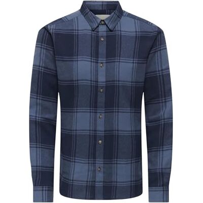 Only & Sons Onsgudmund LS Checked Shirt Noos, Azul Marino, XS Only & Sons Onsgudmund LS Checked Shirt Noos, Azul Marino, XS