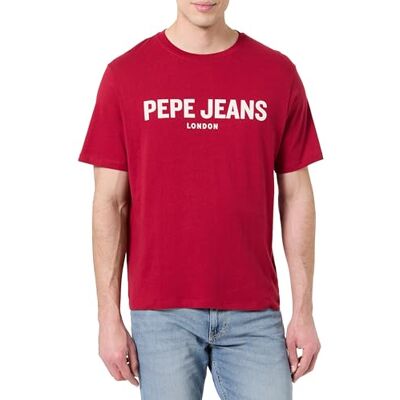 Pepe Jeans Camiseta básica para Hombre con Logotipo Grande, Color Rojo (Rojo Tibetano), XXL, Rojo (Rojo Tibetano), XXL Pepe Jeans Camiseta básica para Hombre con Logotipo Grande, Color Rojo (Rojo Tibetano), XXL, Rojo (Rojo Tibetano), XXL