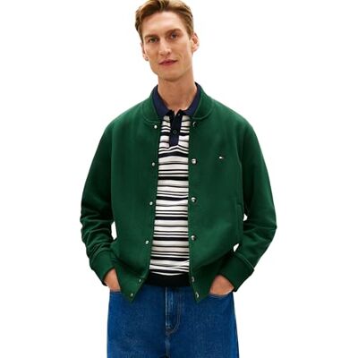 Tommy Hilfiger Essential Terry Bomber Chaqueta Bomber para Hombre, Color Verde, Talla L Tommy Hilfiger Essential Terry Bomber Chaqueta Bomber para Hombre, Color Verde, Talla L