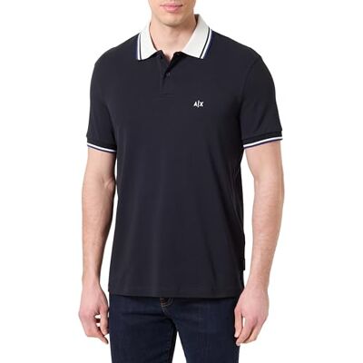 Giorgio Armani Polo para Hombre con Logotipo Bordado en 3D, Color Azul, XL Giorgio Armani Polo para Hombre con Logotipo Bordado en 3D, Color Azul, XL