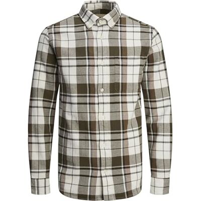JACK & JONES Jprblubrook Check Structure Shirt L/S Sn Camisa Casual, Noche de Oliva, XS para Hombre JACK & JONES Jprblubrook Check Structure Shirt L/S Sn Camisa Casual, Noche de Oliva, XS para Hombre