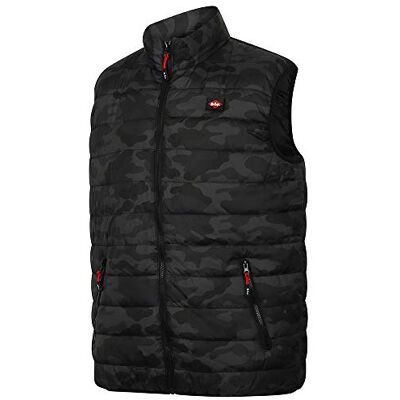 Lee Cooper LCVST708 ropa de trabajo para hombre Slim Fit Ligera impresión de Camo acolchado chaleco a prueba de viento impermeable térmica Chaleco Chaleco, Negro Camo, 2X-Large Lee Cooper LCVST708 ropa de trabajo para hombre Slim Fit Ligera impresión de Camo acolchado chaleco a prueba de viento impermeable térmica Chaleco Chaleco, Negro Camo, 2X-Large