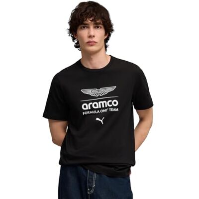 PUMA Men's AMF1 Essential Big Logo (Regular) 2026 Tee Como se ve llevado por el equipo y los pilotos, Todos los últimos logotipos de equipos y socios, Ala curva con cierre trasero PUMA Men's AMF1 Essential Big Logo (Regular) 2026 Tee Como se ve llevado por el equipo y los pilotos, Todos los últimos logotipos de equipos y socios, Ala curva con cierre trasero