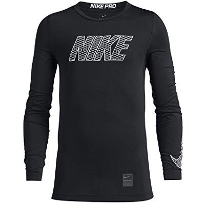 Nike Boys Pro Top Long Sleeved t-Shirt, Niños, Black/White, XS Nike Boys Pro Top Long Sleeved t-Shirt, Niños, Black/White, XS