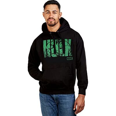 Marvel Sudadera con Capucha Hulk Text para Hombre, Negra (Black Blk), L UK Marvel Sudadera con Capucha Hulk Text para Hombre, Negra (Black Blk), L UK