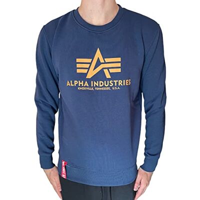 Alpha Basic Sudadera, Hombre, Azul (New Navy/Wheat 463), L Alpha Basic Sudadera, Hombre, Azul (New Navy/Wheat 463), L