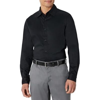 Amazon Essentials Hombre Camisa de Vestir Elástica de Manga Larga, Corte Ajustado y Resistente a Las Arrugas Amazon Essentials Hombre Camisa de Vestir Elástica de Manga Larga, Corte Ajustado y Resistente a Las Arrugas
