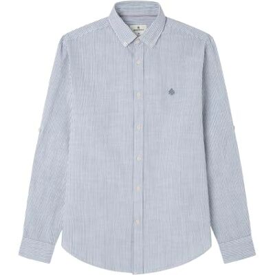 SPRINGFIELD Camisa Flameada De Algodón A Rayas, Azul, L SPRINGFIELD Camisa Flameada De Algodón A Rayas, Azul, L
