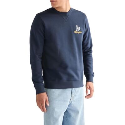 Wrangler Sudadera Hombre Corte Regular Embroidery Crew Brittany Blue Wrangler Sudadera Hombre Corte Regular Embroidery Crew Brittany Blue