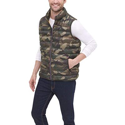 Tommy Hilfiger Chaleco ligero y plegable para hombre, Camouflaje, Small Tommy Hilfiger Chaleco ligero y plegable para hombre, Camouflaje, Small