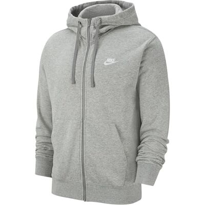 Nike M NSW Club Hoodie FZ Ft Sweatshirt, Hombre, Dk Grey Heather/Matte Silver/White, 2XL Nike M NSW Club Hoodie FZ Ft Sweatshirt, Hombre, Dk Grey Heather/Matte Silver/White, 2XL
