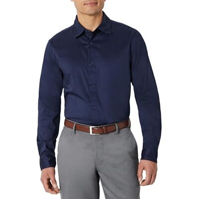 Amazon Essentials Hombre Camisa de Vestir Elástica de Manga Larga, Corte Ajustado y Resistente a Las Arrugas Amazon Essentials Hombre Camisa de Vestir Elástica de Manga Larga, Corte Ajustado y Resistente a Las Arrugas