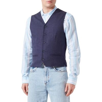 JACK & JONES JACK&JONES JPRRIVIERA Chaleco de traje de lino para hombre, azul marino oscuro/ajustado: corte ajustado, 48, azul marino/ajustado: corte ajustado, 48 JACK & JONES JACK&JONES JPRRIVIERA Chaleco de traje de lino para hombre, azul marino oscuro/ajustado: corte ajustado, 48, azul marino/ajustado: corte ajustado, 48