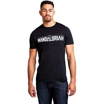 Star Wars Camiseta Mandalorian con Logo Hombre, Color Negro, Talla M UK Star Wars Camiseta Mandalorian con Logo Hombre, Color Negro, Talla M UK