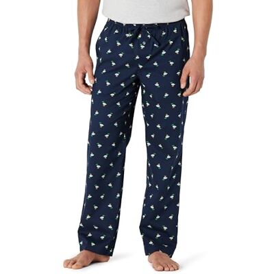 Amazon Essentials Pantalones de Pijama de Popelina de Algodón de Corte Recto con Cintura Elástica con Cordón Hombre, Azul Marino Patas, S Amazon Essentials Pantalones de Pijama de Popelina de Algodón de Corte Recto con Cintura Elástica con Cordón Hombre, Azul Marino Patas, S