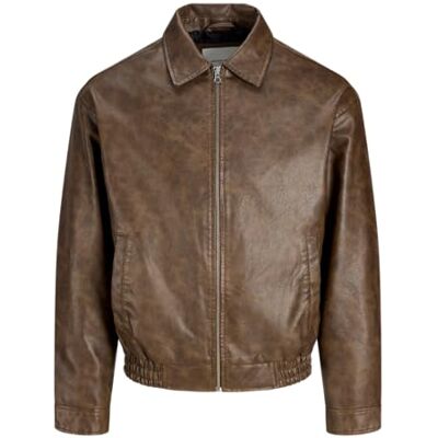 JACK & JONES Jjleon PU Bomber, marrón, x_l Hombres JACK & JONES Jjleon PU Bomber, marrón, x_l Hombres