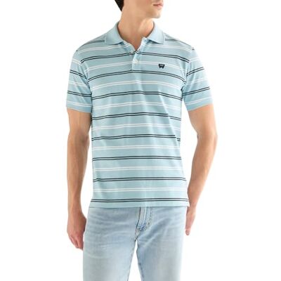 Wrangler Camisa Hombre Corte Regular Stripe Polo Shirt Forget Me Not Wrangler Camisa Hombre Corte Regular Stripe Polo Shirt Forget Me Not