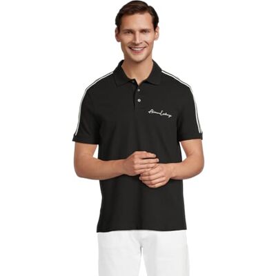 Giorgio Armani Polo con Logo de Algodón Elástico Y Ajuste Regular Hombre, Negro, M Giorgio Armani Polo con Logo de Algodón Elástico Y Ajuste Regular Hombre, Negro, M