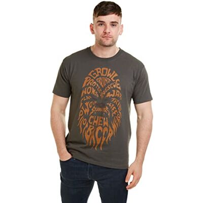 Star Wars Camiseta con Texto de Chewbacca para Hombre, Negra (carbón), Talla S UK Star Wars Camiseta con Texto de Chewbacca para Hombre, Negra (carbón), Talla S UK