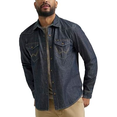 Wrangler Iconic Denim Regular Fit Snap Shirt Camisa Button-Down Hombre, Canyon Wash, M Wrangler Iconic Denim Regular Fit Snap Shirt Camisa Button-Down Hombre, Canyon Wash, M